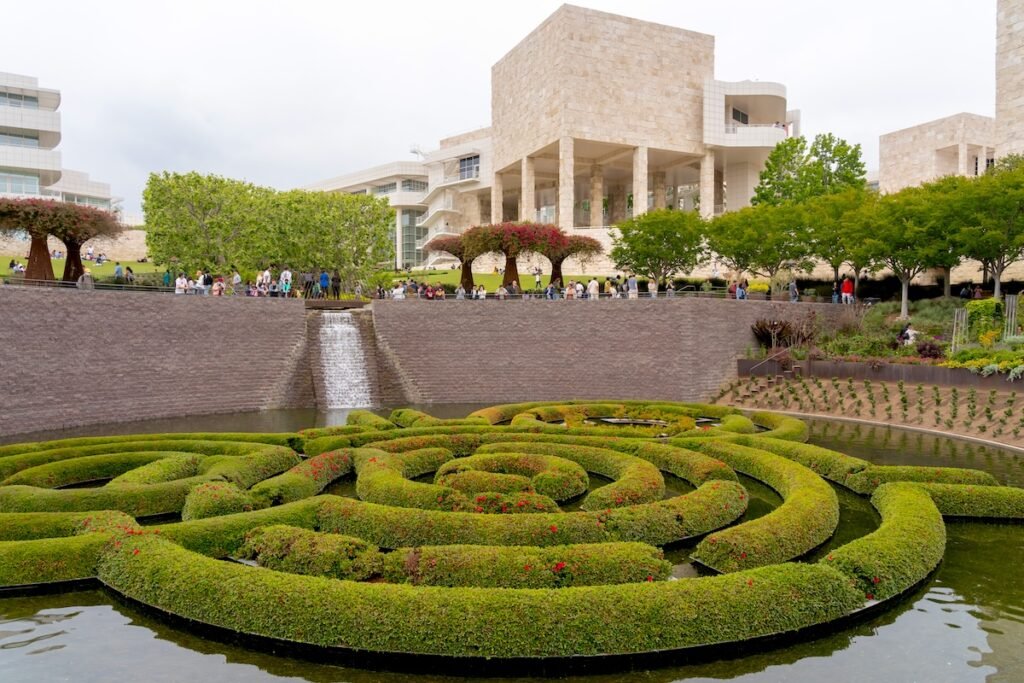 Central Garden in Getty Center. Los Angeles, California, USA - May 28, 2023. The Getty Center is a campus of the Getty Museum and other programs of the Getty Trust.