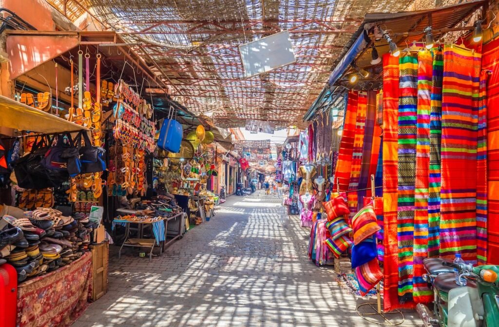 Souvenirs on the Jamaa el Fna market in old Medina, Marrakesh, Morocco