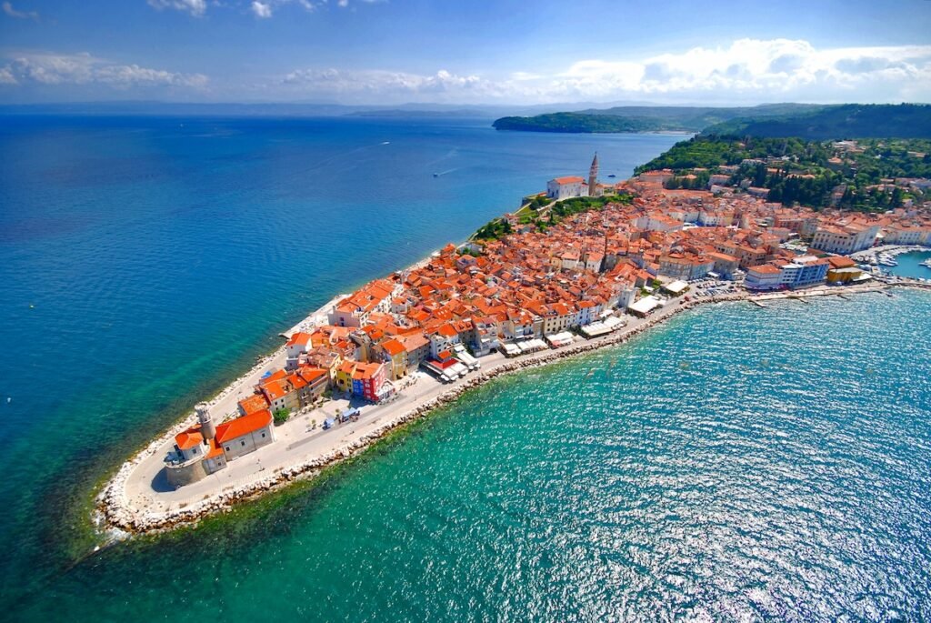 Mediterranean Sea, Adriatic Coast, Slovenian Riviera, Promontory, Old Town, Churches