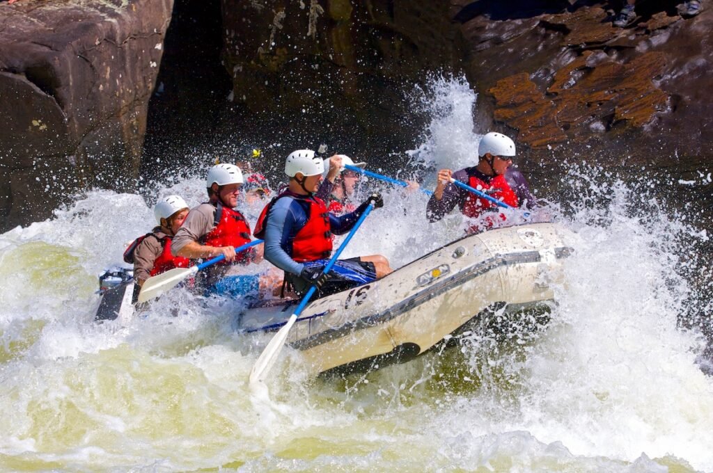 Summersville, United States - September 17, 2010 : Whitewater boating on the Gauley River during fall Gauley Season.