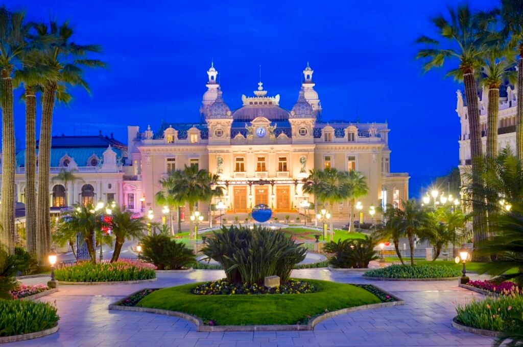 Monte Carlo, Monaco - March 26th 2010: Monte Carlo Grand Casino and the Jardin Exotique at dawn.