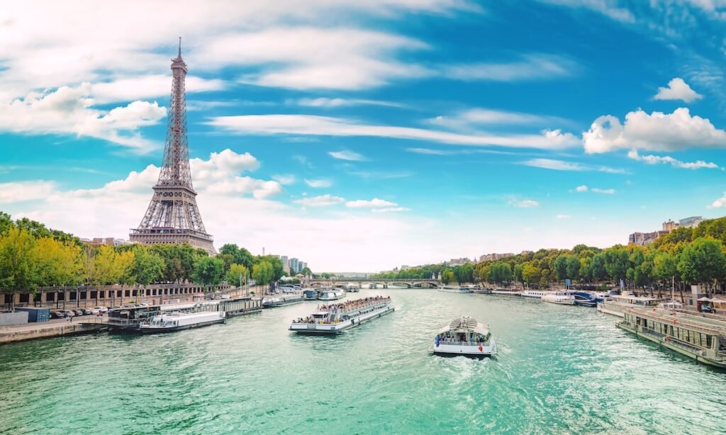 Seine in Paris with the Eiffel Tower by day