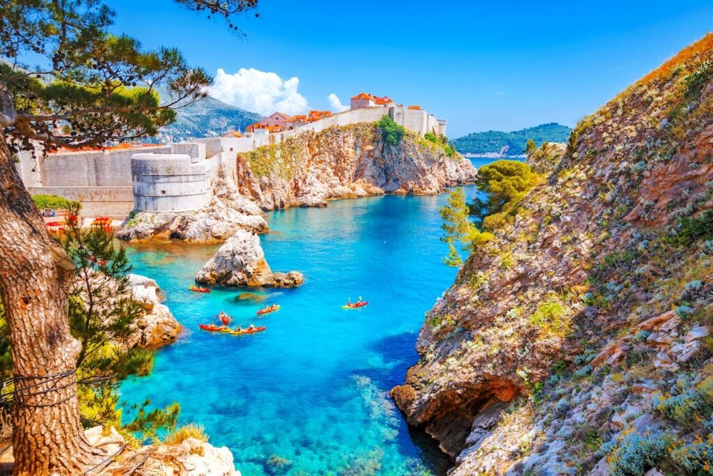 Great view at famous european travel destination city of Dubrovnik - Fort Bokar seen from south old walls on a sunny day. Location place Croatia, South Dalmatia, Europe. Discover the beauty of earth.