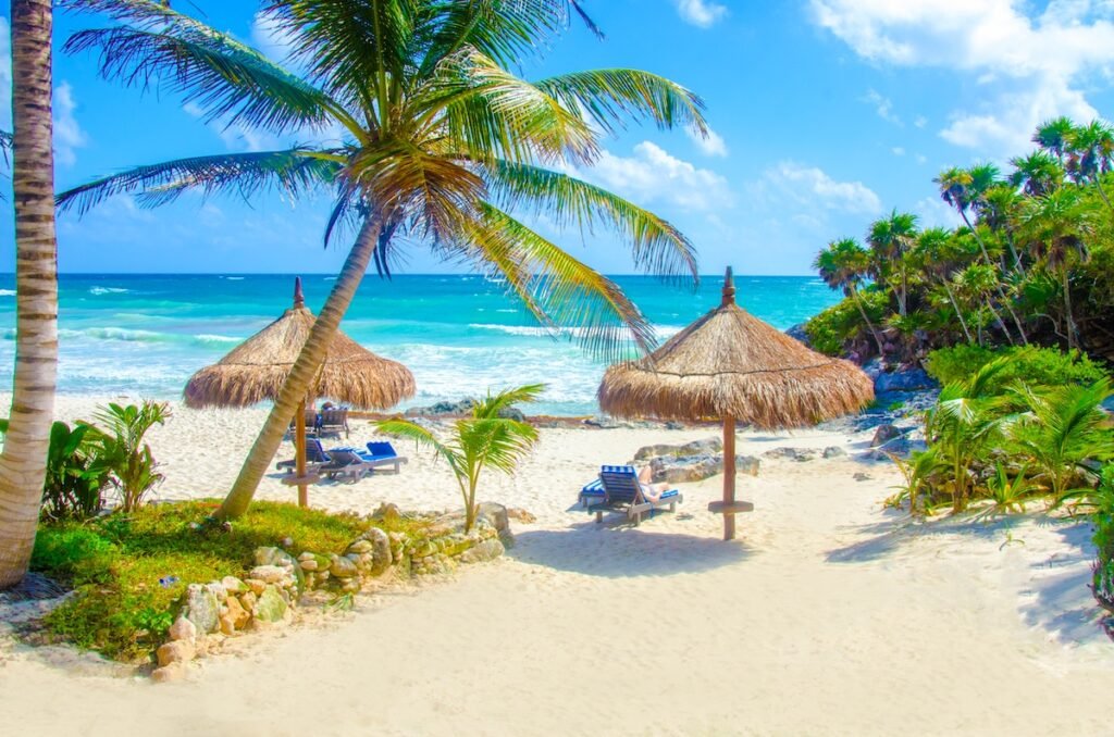 Beach at Tulum in Yucatan Mexico